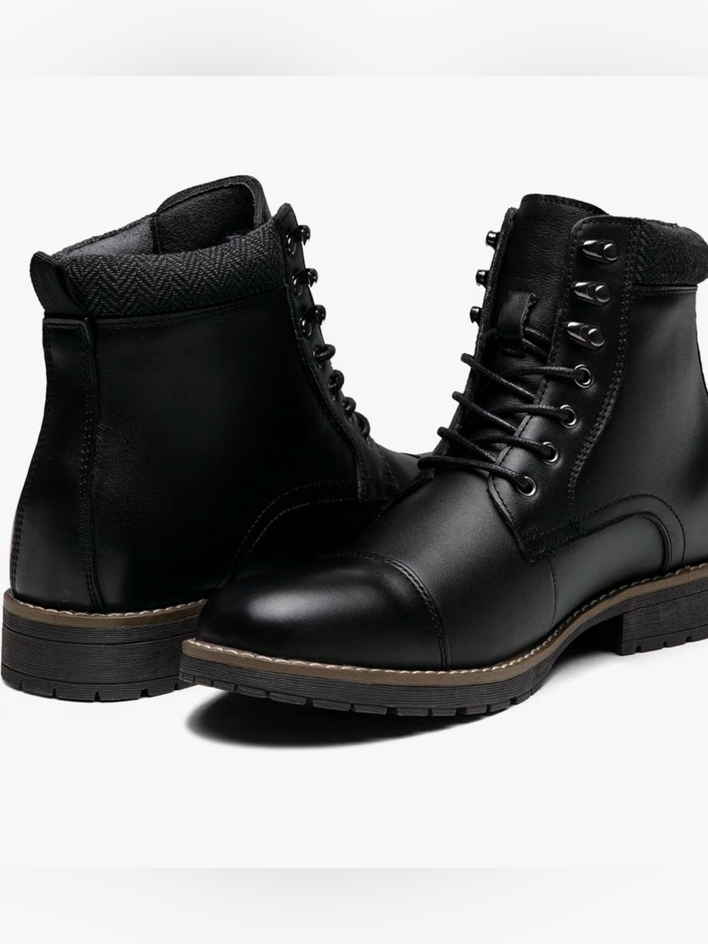 Vostey Milan Men's Black Leather Lace-Up Casual Dress Boots US 11 NWT